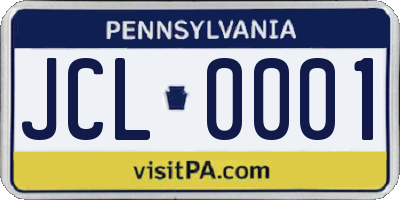PA license plate JCL0001