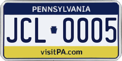 PA license plate JCL0005