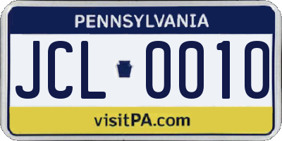 PA license plate JCL0010