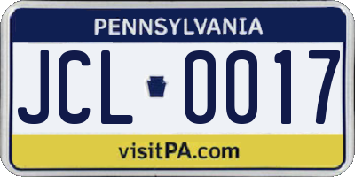 PA license plate JCL0017