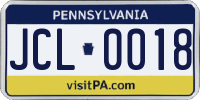 PA license plate JCL0018