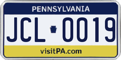 PA license plate JCL0019