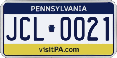 PA license plate JCL0021