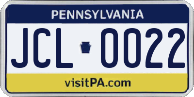 PA license plate JCL0022