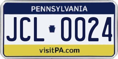 PA license plate JCL0024