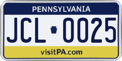 PA license plate JCL0025