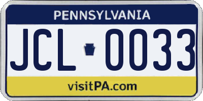 PA license plate JCL0033
