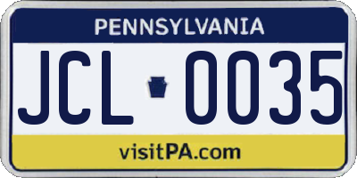 PA license plate JCL0035