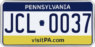 PA license plate JCL0037