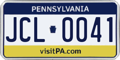 PA license plate JCL0041