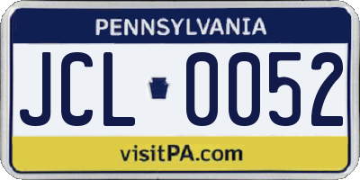 PA license plate JCL0052