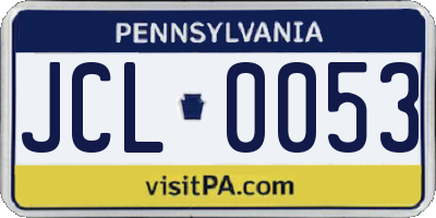 PA license plate JCL0053