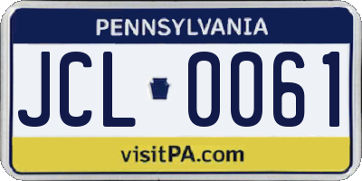 PA license plate JCL0061