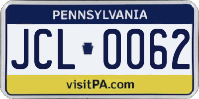 PA license plate JCL0062