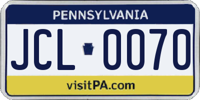 PA license plate JCL0070