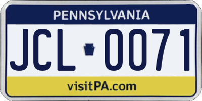 PA license plate JCL0071