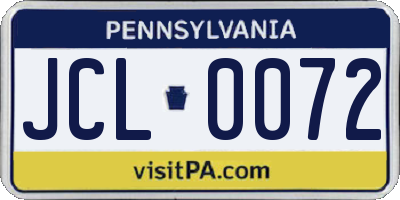PA license plate JCL0072