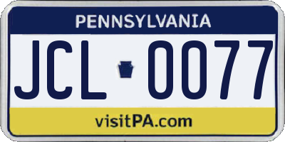 PA license plate JCL0077