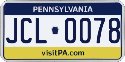 PA license plate JCL0078