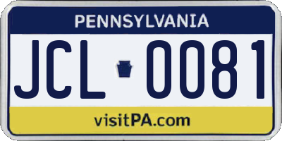 PA license plate JCL0081