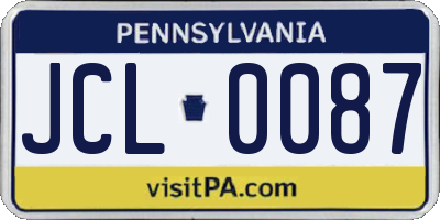 PA license plate JCL0087