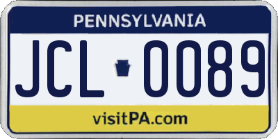PA license plate JCL0089