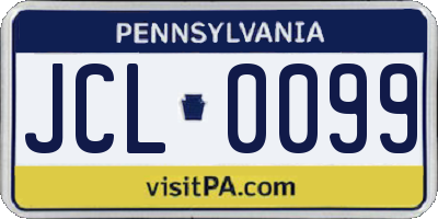 PA license plate JCL0099
