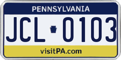 PA license plate JCL0103