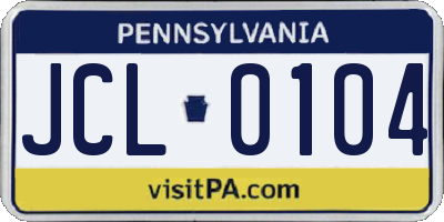 PA license plate JCL0104