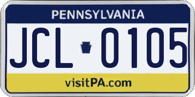 PA license plate JCL0105