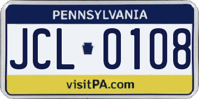 PA license plate JCL0108