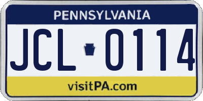 PA license plate JCL0114