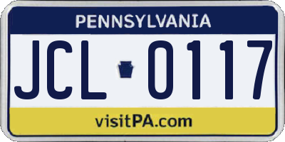 PA license plate JCL0117