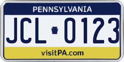 PA license plate JCL0123