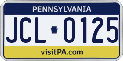 PA license plate JCL0125