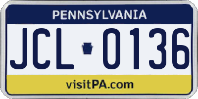 PA license plate JCL0136