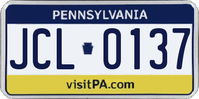PA license plate JCL0137
