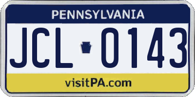 PA license plate JCL0143