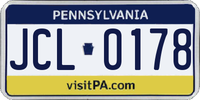 PA license plate JCL0178