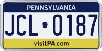 PA license plate JCL0187