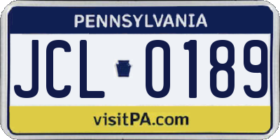 PA license plate JCL0189