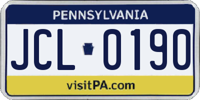 PA license plate JCL0190