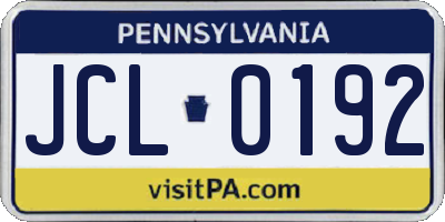 PA license plate JCL0192