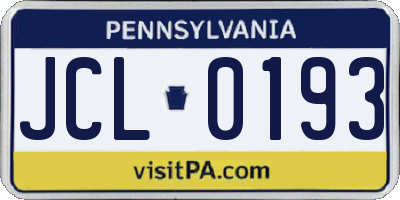 PA license plate JCL0193