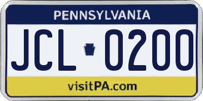 PA license plate JCL0200
