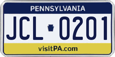 PA license plate JCL0201