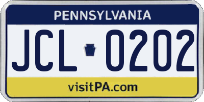 PA license plate JCL0202