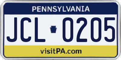 PA license plate JCL0205