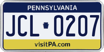 PA license plate JCL0207