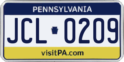 PA license plate JCL0209